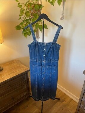 GAP Blue Denim Button-Front Midi Dress